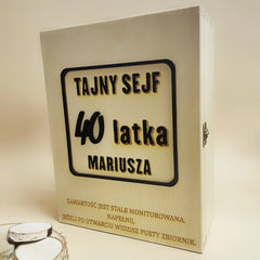 TAJNY SEJF 40 latka na WHISKY z miejscem na szklanki