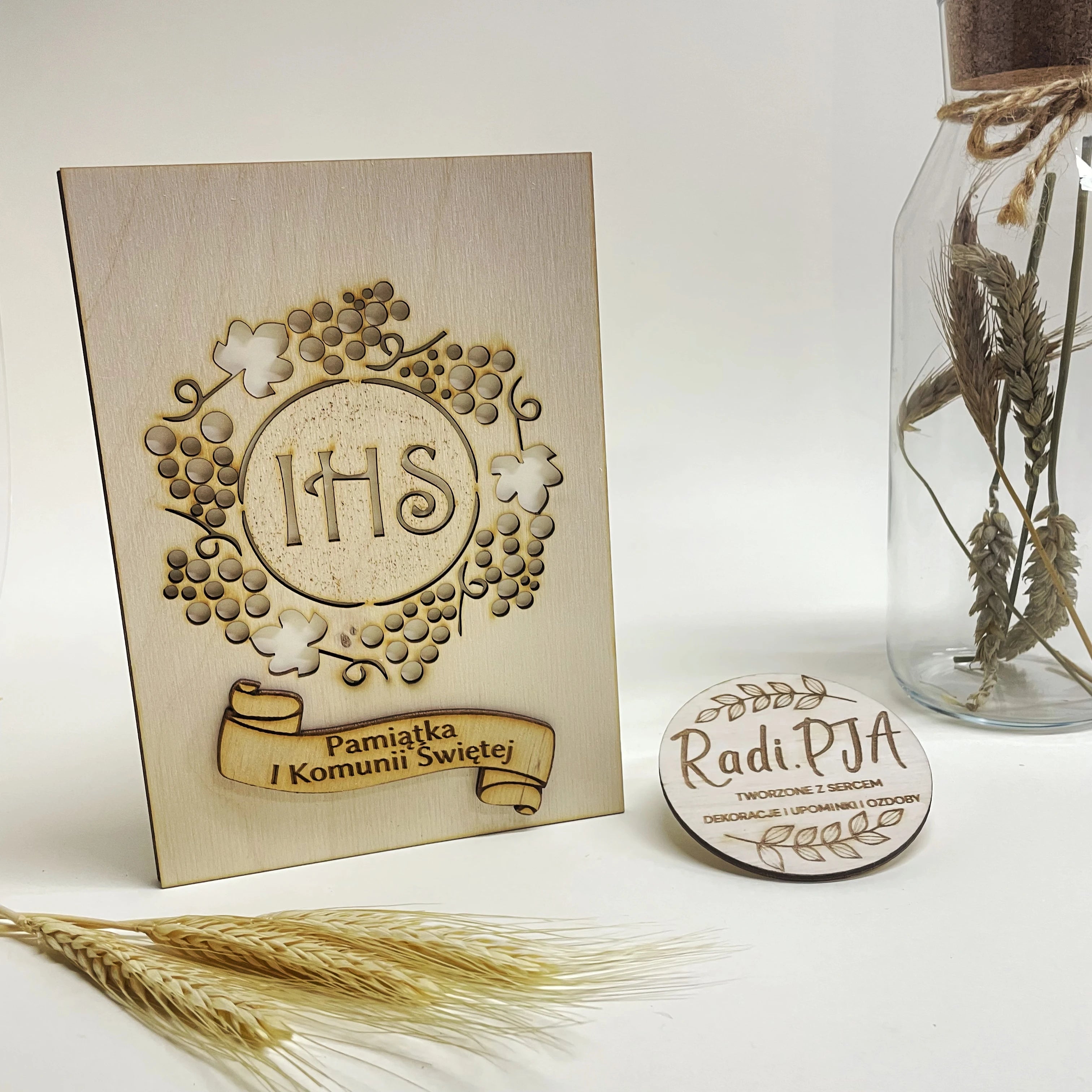 Kartka Pamiątka I Komunia Święta z życzeniami wewnątrz