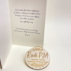 Kartka Pamiątka rystykalna z personalizacją i życzeniami I Komunia Święta