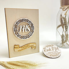 Kartka Pamiątka rystykalna z personalizacją i życzeniami I Komunia Święta II