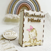 Skarbonka z imieniem dla dziewczynki BOBAS z brokatem