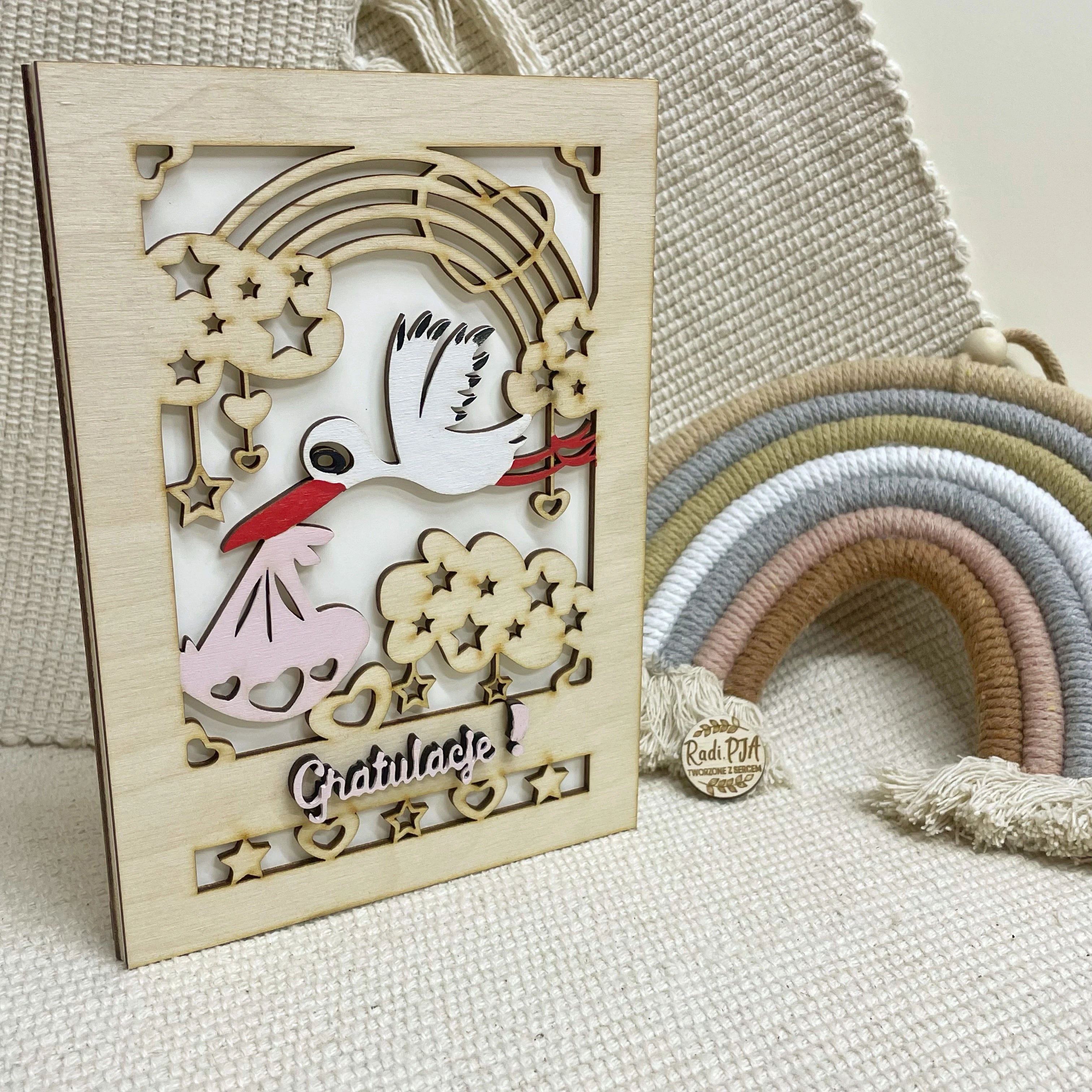 Gratulacje z okazji narodzin dziecka Kartka / Pamiątka z życzeniami i personalizacją