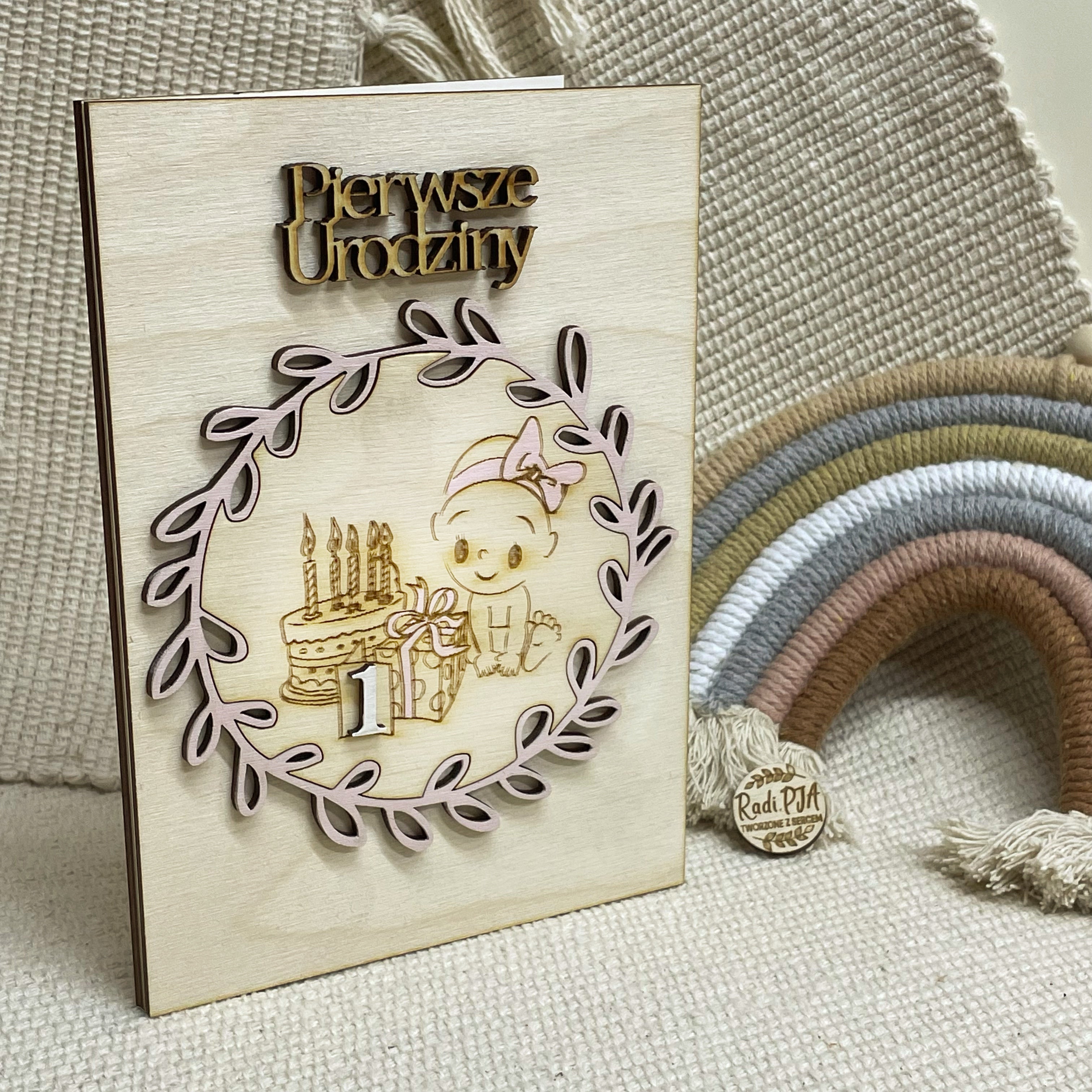 Urodziny / Roczek Kartka / Pamiątka z życzeniami i personalizacją