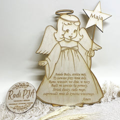 Anioł z imieniem, moditwą i życzeniami