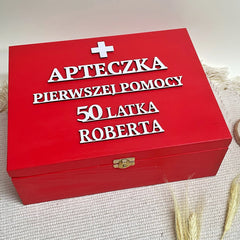 DUŻA APTECZKA PIERWSZEJ POMOCY z przegródkami urodziny wieczór kawalerski z personalizacją