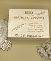 Zastrzyk gotówki SZKATUŁKA 20x16cm urodziny PERSONALIZACJA