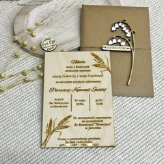 Zaproszenie Pierwsza Komunia Święta z personalizacją i konwalią II