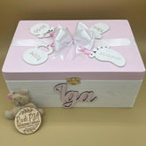 Szkatułka kuferek Chrzest Święty Roczek z metryczką