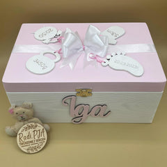 Szkatułka kuferek Chrzest Święty Roczek z metryczką