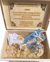Szkatułka kuferek Chrzest Święty Roczek z metryczką