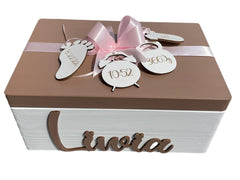 Szkatułka kuferek Chrzest Święty Roczek z metryczką